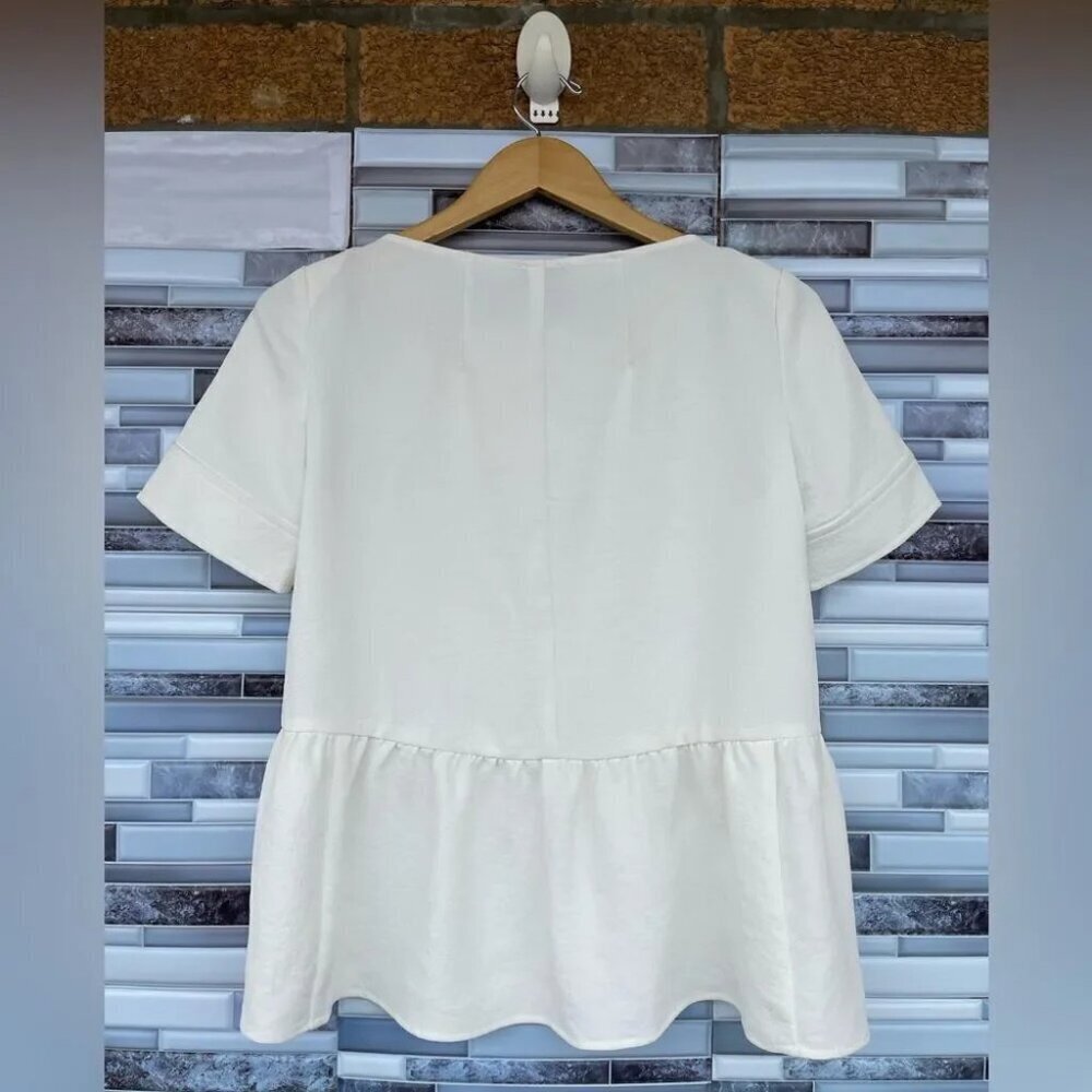 Rachel Comey Short Sleeve Ivory Peplum Blouse size 4 - Picture 8 of 8